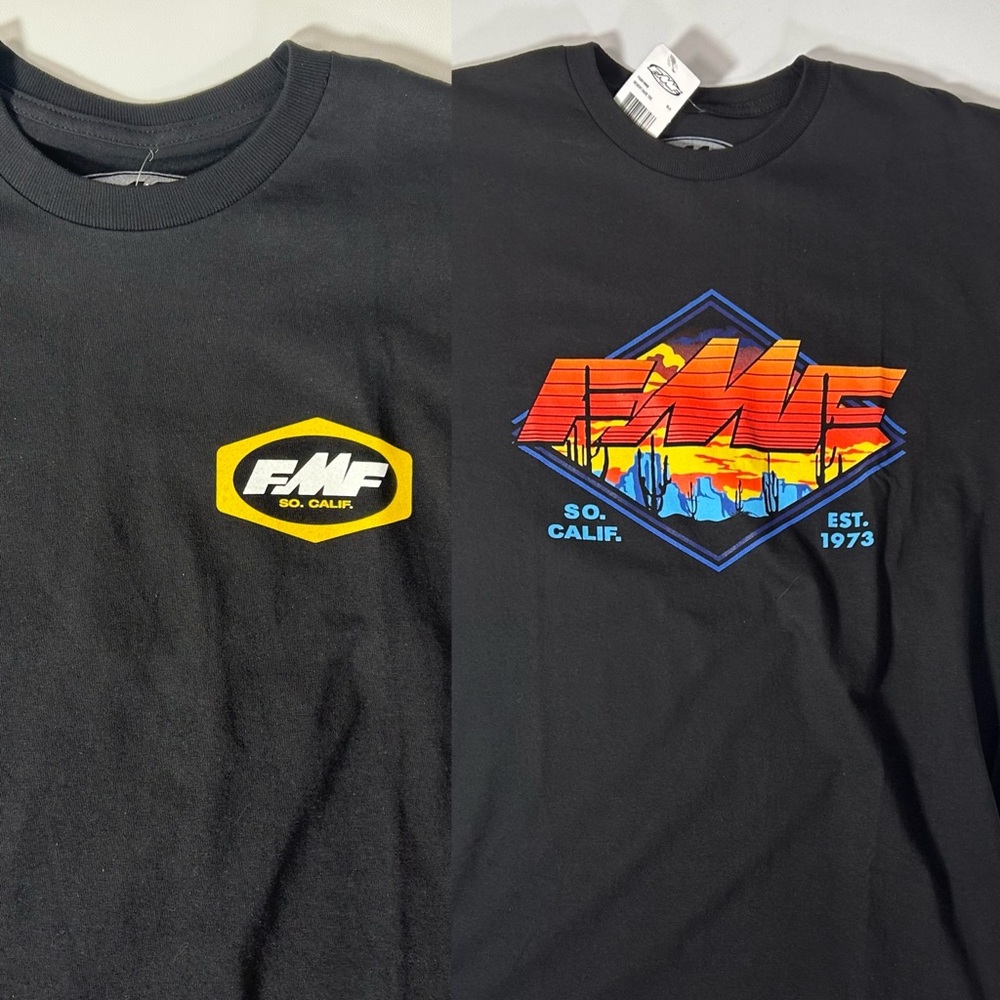 2 Medium FMF Racing Black Motorcycle Shirts NWT